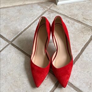 J. Crew Vibrant Red Suede Leather Heels